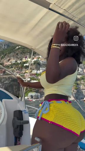Black woman on boat