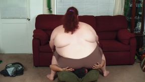 Fat Girl Spread Ass and Spandex Ass Smothering and Facesitting Skinny Guy