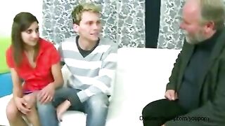 Horny old man seduced his sons girlfriend while he was away