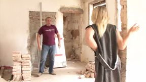 German blonde milf is penetrated in her pussy to receive cock outdoors while she gets aroused by sucking and making him
