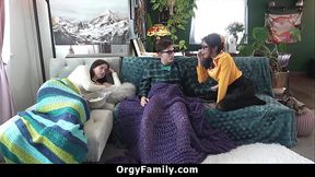 Teen siblings compete in messy family taboo fuckfest