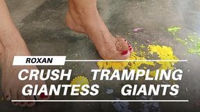 Crushes and tramples with his bare feet (3)