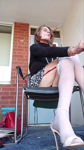 More Smoking like a Slut on Friend's Balcony