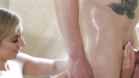 Buxom bimbos massage & bang a lucky guy hard & sweet