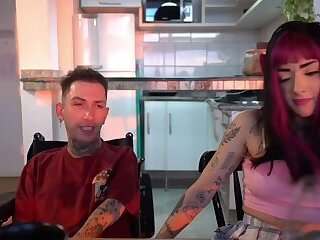 Disabled boy receives a sloppy blowjob in his wheelchair.