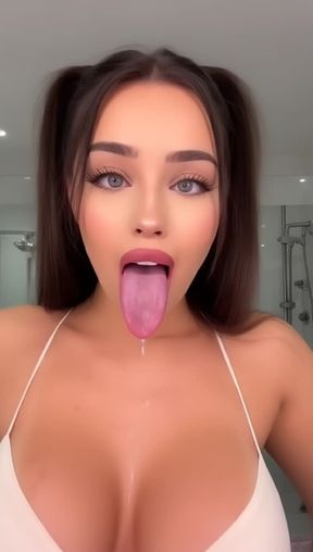ahegao, a beautiful woman, large breasts, ., video created by AI