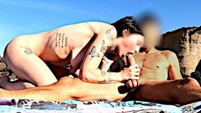 When a beach babe sees a handsome cock&#x1F346;, she can't resist making it squirt