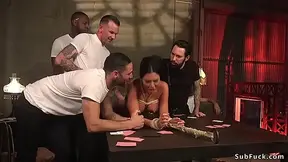 Busty hot wife finishes in rope bondage and double penetration smashed