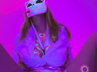 Neon Glow Huge Titties Masked Playgirl Goes Wild Solo Masturbating with Hentai Groans - LilyKoti