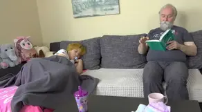 Hairy bitch dressed as a baby gets fucked