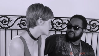 Petite redhead teen gives sloppy blowjob to small cock