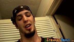 Straight tattooed amateur is jerking off his dick and cums