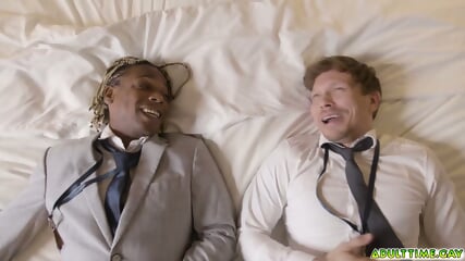 Work colleagues Ethan Chase and Adrian Hart jerking off side by side