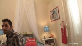 Instead of going to the movies the blonde makes her own adult video at home