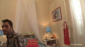 Instead of going to the movies the blonde makes her own adult video at home