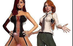 3D Futanari Selfsuckers Fucking Girls