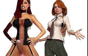 3D Futanari Selfsuckers Fucking Girls