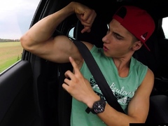 Jock Worships Ripped Muscles on Road Trip