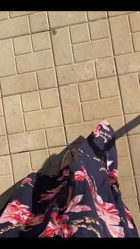 Good Morning with My Sexy Legs and Blue Sandals