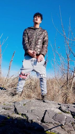 Slow Motion Jerk off Outdoor While Smoking Cigarette