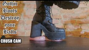 Balls Pulped under Huge Goth Boots - Psycho Gothic Bitch Dolores Aggressive CBT Trampling bootjob in Filthy Chunky Platform Boots **CRUSH CAM** stomping trampling trample hard extreme cumshot cum crush femdom