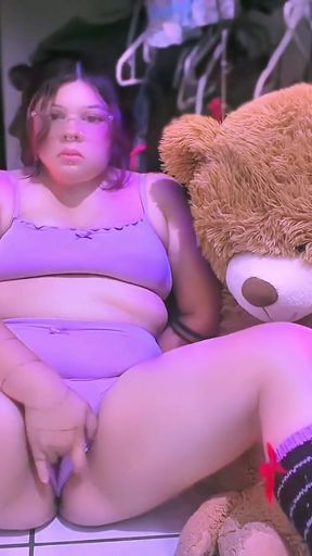 Teen humps teddy bear and masturbates   Clip 1
