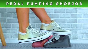 Pedal Pumping The Cum From Your Balls Under My Gold Converse Sneakers (249) - Bug Cam - Cock Trample Trampling Pump CBT Trainers Shoejob Footjob