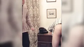 Older headmaster canes young twink for smoking in fetish discipline scene