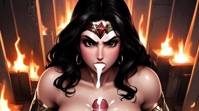 Wonder Woman’s cartoon gangbang with hulking BBC until creampie overflow
