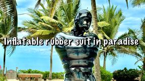 Inflatable rubber suit in paradise