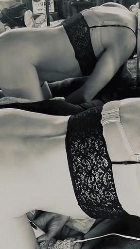 Sissy White Boy Learning to Take Two Big Black Cocks.