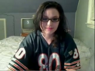 Lewd big racked gamer brunette nympho in glasses stripteased for my friend