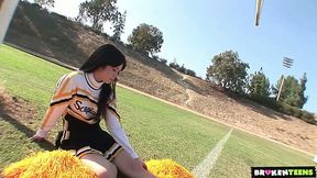 Sex-hungry cheerleader Ashlyn Rae goes wild on a hard and meaty dick