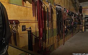 Shemale fucks Asian in back room