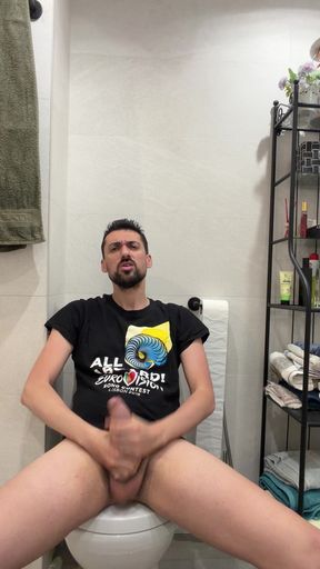 Hot Stepdaddy Jerking off Like Crazy in Public Bathroom