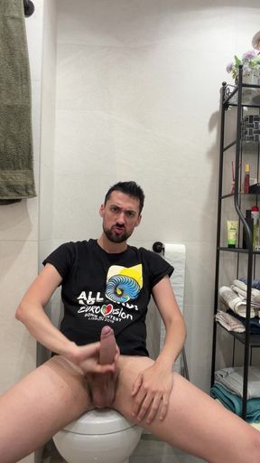 Hot Stepdaddy Jerking off Like Crazy in Public Bathroom
