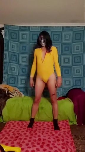 Bikini play and suit with chain panty cumshot ending