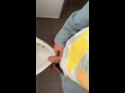 Fat soft cock piss at an public urinal