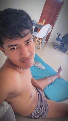 Young Indian with good cock exercising in underwear