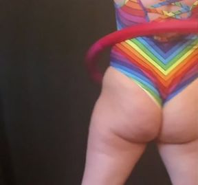 Hula hooping rainbow PAWG chillin on a Saturday