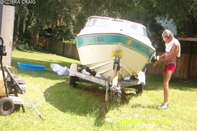 9-21-26 Cobras Buffing Out the Red Neck Boat Pool and Discussing a Clear Coat Foreasy Maintenance.