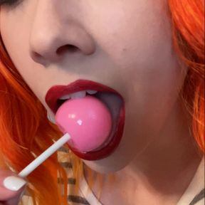 Messy Wet and Sticky Lollipop Sucking