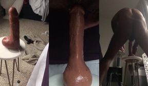Daddy's Huge Dildo Ride Triggers Piss Cum Carpet Flood