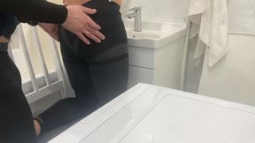 gym girl was fucking in her bathroom after sport. her friend coming in her house after she came back from training