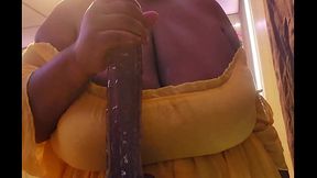 Curvy BBW enjoys a solo toy session with her massive tits
