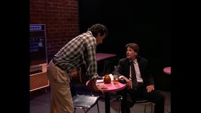 Threesome - MILF and Stepdaughter Fucked in the Pub by a Big Cock