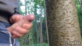 Fuck, I couldn&#039;t hold back and came in the forest near the road.