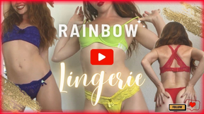 Rainbow Lingerie Try On Haul Modeling LeverageURAssets - 35