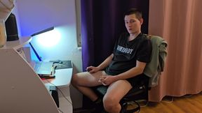 Wife in the Next Room - Horny Hairy Husband Can’t Stop Masturbating Until a Massive Cumshot