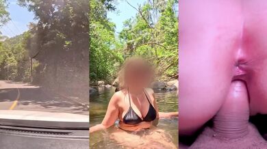 Ao final da trilha ganhei leitinho na buceta do guia turístico.